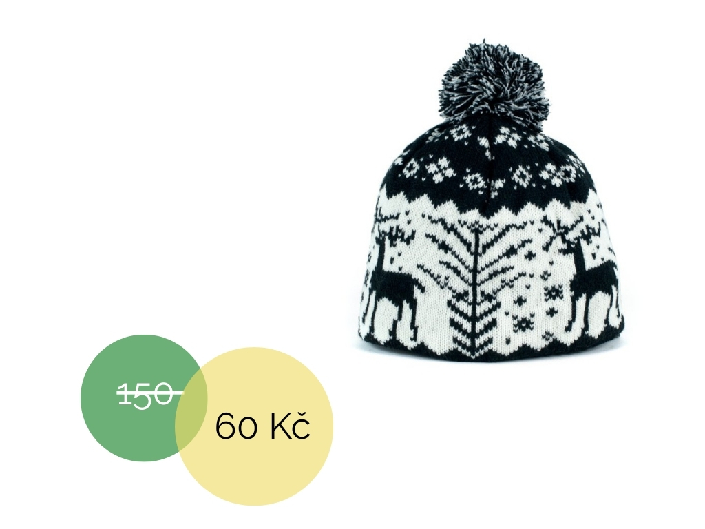 Čepice norský vzor černá