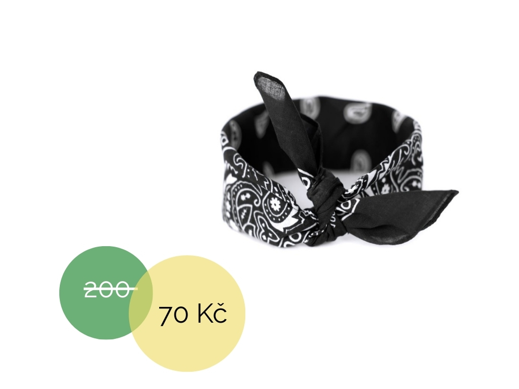 Černý bandana šátek