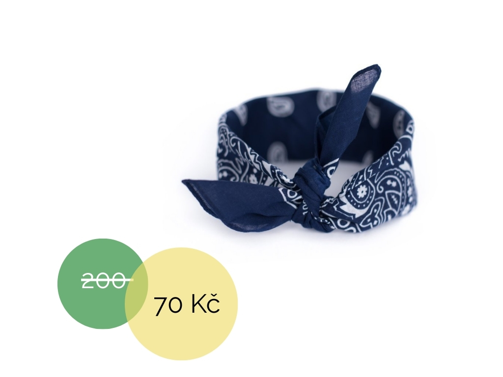 Tm. modrý bandana šátek