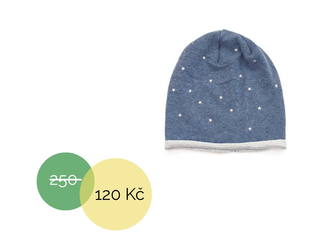 Blýskavá úpletová čepice modrá