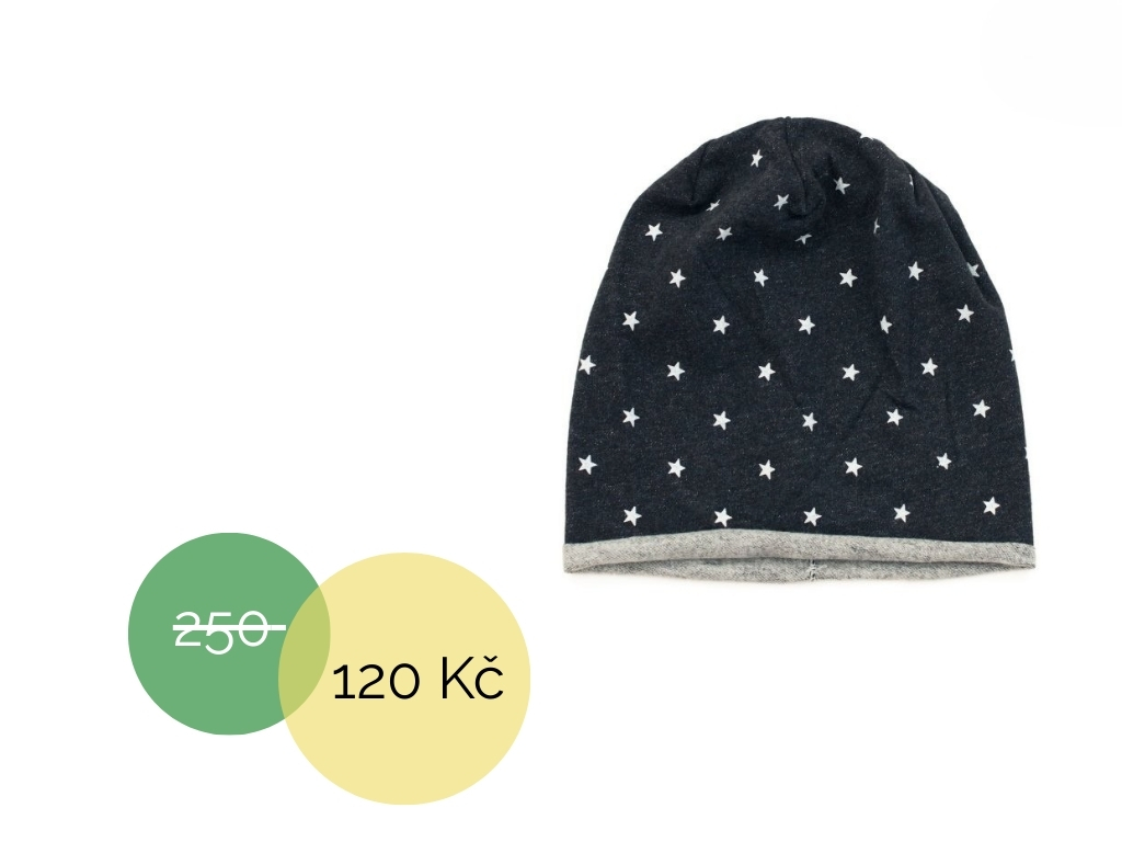 Dětská čepice hvězdy šedá