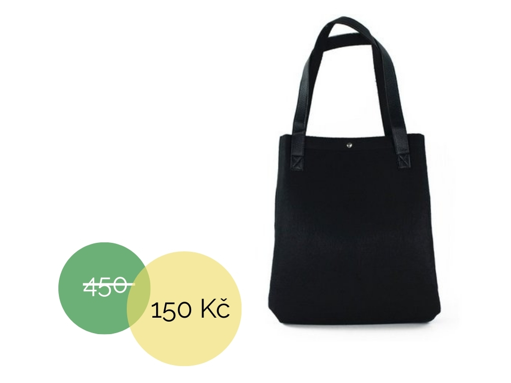 Filcová kabelka trapez černá