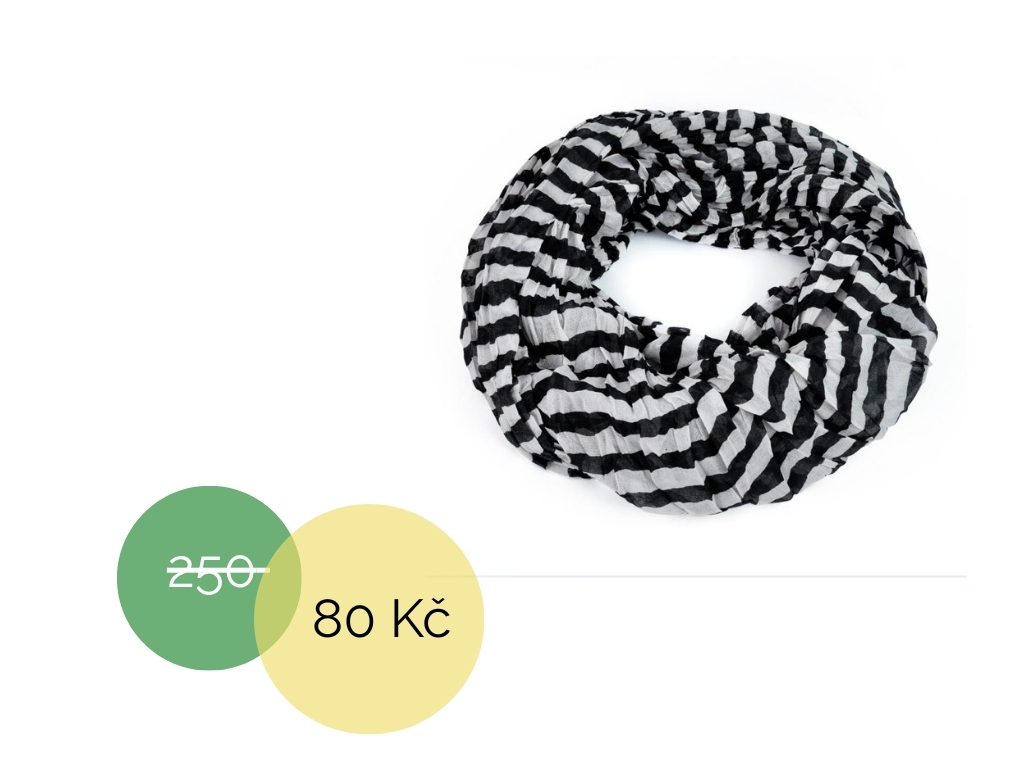 Pruhovaná komínovaná šála černá