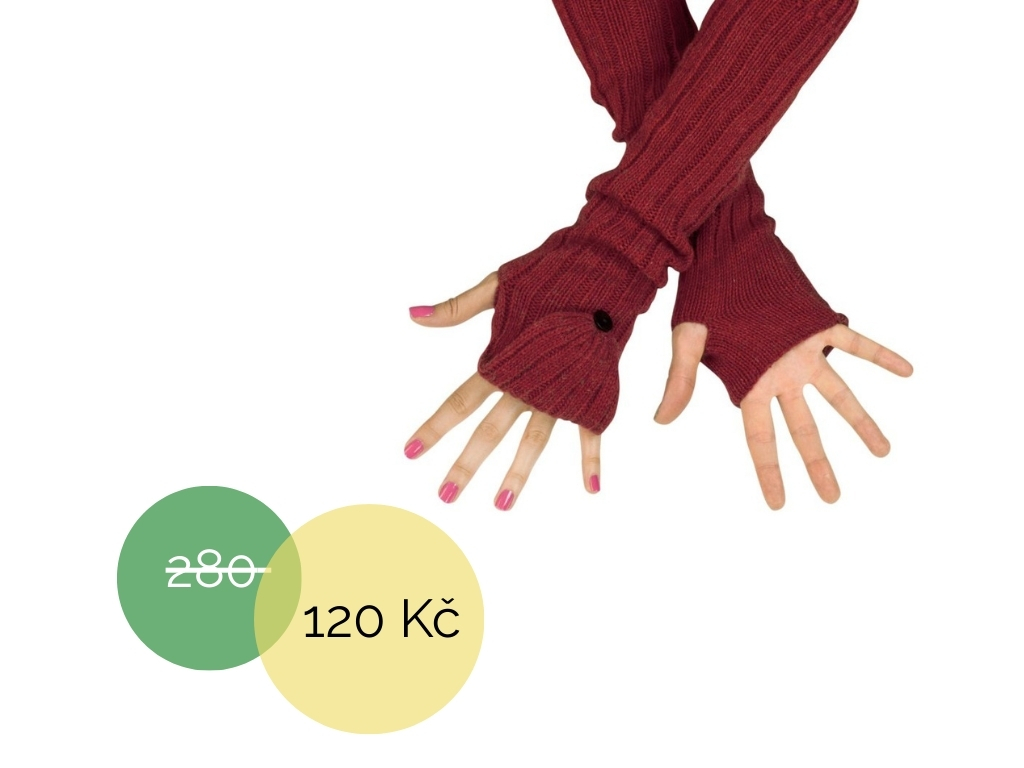 Rukavice s klapkou vínové