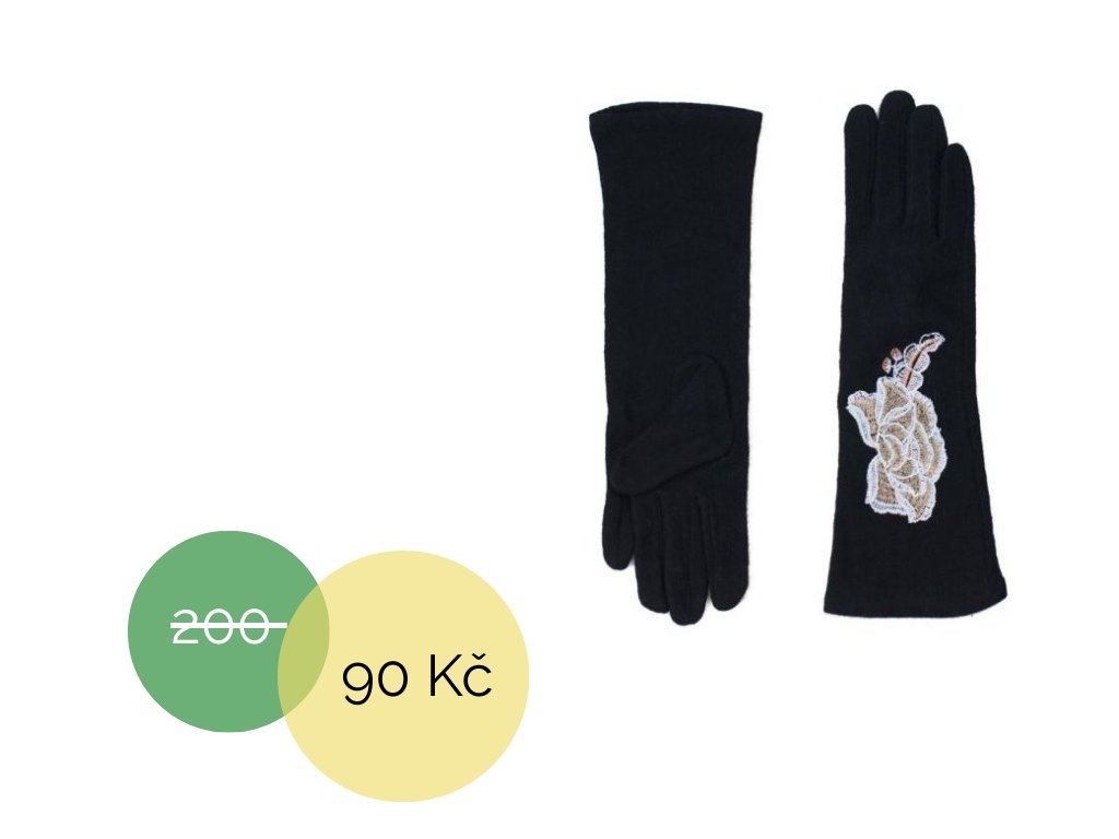 Rukavice výšivka květy béžová