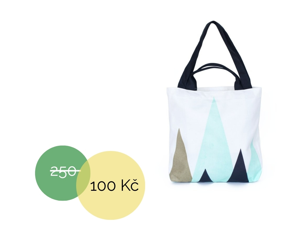 Textilní kabelka hory bílá