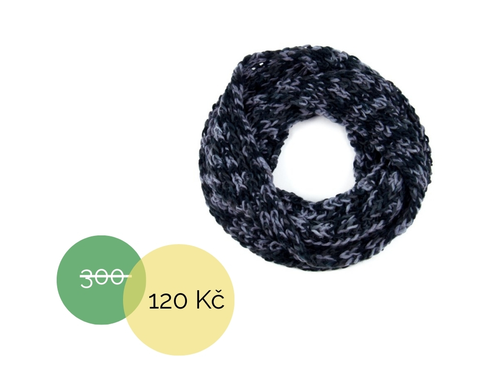 Tunelový šál černošedý