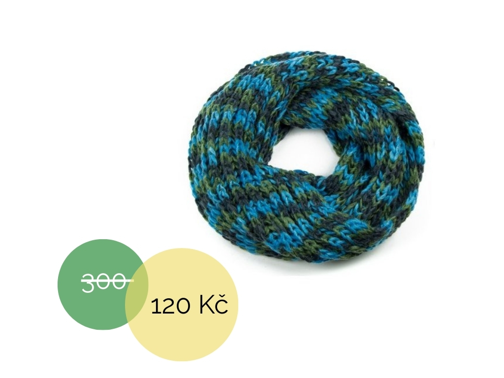 Tunelový šál modro zelený