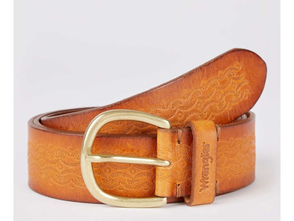 Dámský kožený opasek WRANGLER W0H0U1X81 FESTIVAL BELT Cognac - Obleknete se