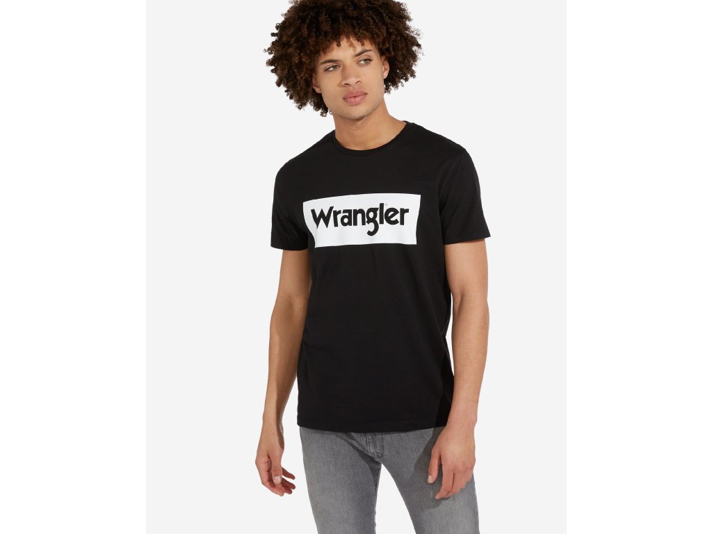 Pánské tričko WRANGLER W742FK100 REGULAR FIT Black Velikost: 4XL