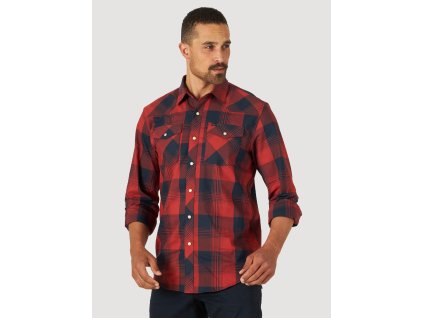 Pánská košile WRANGLER WA5K6NR17 LS WESTERN UTILITY S Dark Red