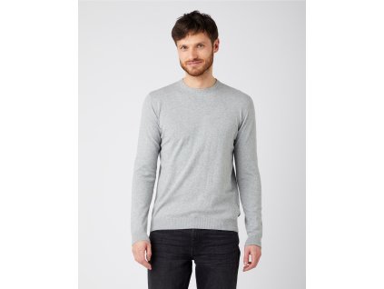 Pánský svetr WRANGLER W8M0QLX37 CREW KNIT Mid Grey Mel