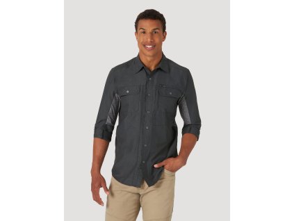 Pánská košile WRANGLER WA5B5T100 MIXED MATERIAL SHIRT Black