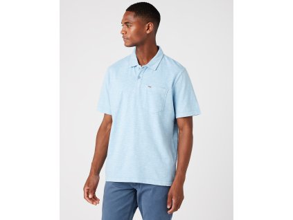 Pánská polokošile WRANGLER W7H5EIXVT OVERDYE POLO Cerulean Blue