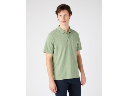 Pánská polokošile WRANGLER W7H5EIX45 OVERDYE POLO Dusty Olive