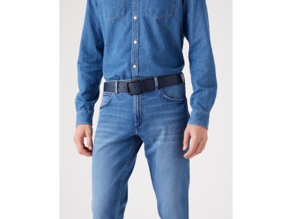 Kožený opasek WRANGLER W0E7US114 2SIDED BELT Navy