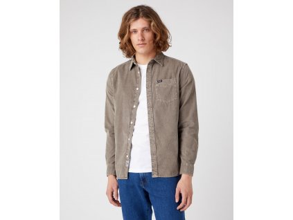 Pánská manšestrová košile WRANGLER W5A24AH38 1 POCKET SHIRT Delicioso Brown