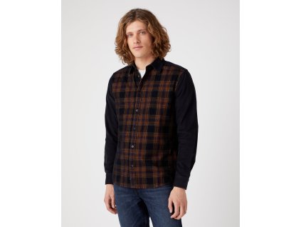 Pánská manšestrová košile WRANGLER W5B5COXV6 NON POCKET SHIRT Faded Black