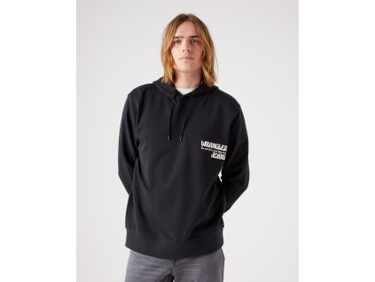 Pánská mikina WRANGLER W666ILXV6 SLOGAN HOODIE Faded Black