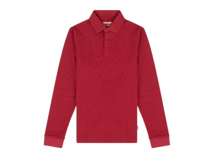 Pánská polokošile WRANGLER W7MKK4XRO LS POLO Rhubarb Red