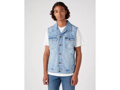 Pánská džínová vesta WRANGLER W44773Y97 DENIM VEST Blue Sunrise