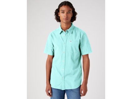 Pánská košile WRANGLER W5K0MBTU2  SS 1 PKT SHIRT Canal Blue