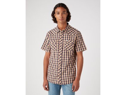 Pánká košile WRANGLER W5H84M81A SS WESTERN SHIRT Tobacco Brown