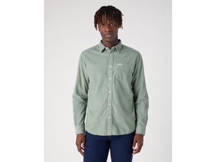 Pánská manšestrová košile WRANGLER W5A24AG63 112341065 1 POCKET SHIRT Green Milieu