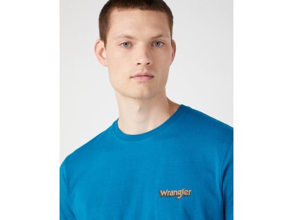 Pánské triko WRANGLER W7A0EEF03 112341179 GRAPHIC LOGO TEE Ocean Depths