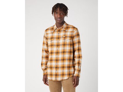 Pánská flanelová košile WRANGLER W556B3H43 112341159 LS WESTERN SHIRT Golden Oak