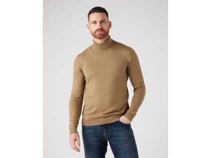 Pánský svetr s rolákem WRANGLER W8D42PM24 112343113 ROLL NECK KNIT Lead Grey