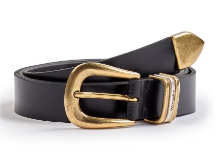 Dámská kožený opasek WRANGLER W0NEUS100 112344038 TRIPLE LOOP BELT Black