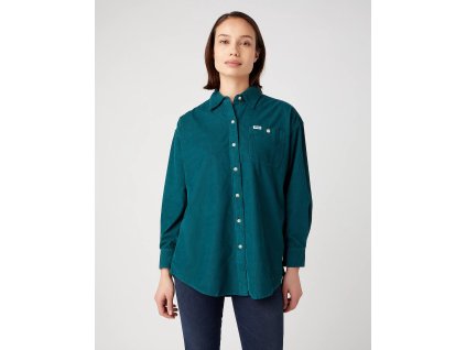 Dámská manšestrová košile WRANGELR W5074AG61 112342668 CORDUROY SHACKET Dark Matcha