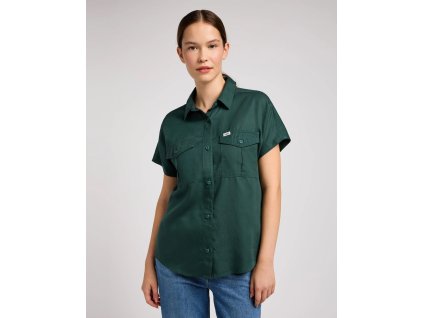Dámská košile krátký rukáv LEE 112350270 DRAPEY SHIRT Evergreen