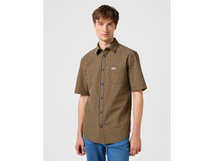 Pánská košile krátký rukáv WRANGLER 112350483 SS 1 PKT SHIRT Dijon