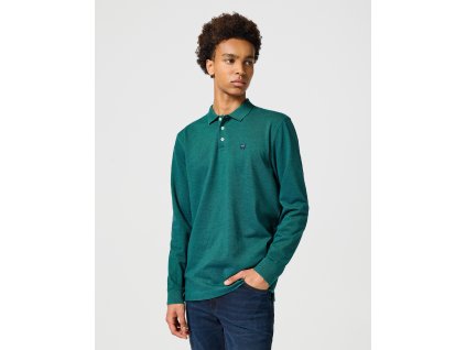 Pánská polokošile dlouhý rukáv WRANGLER 112357285 LS REFINED POLO Verdant Green