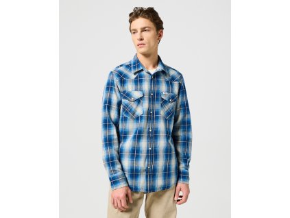Pánská košile dlouhý rukáv WRANGLER 112357251 WESTERN SHIRT Buffalo Indigo