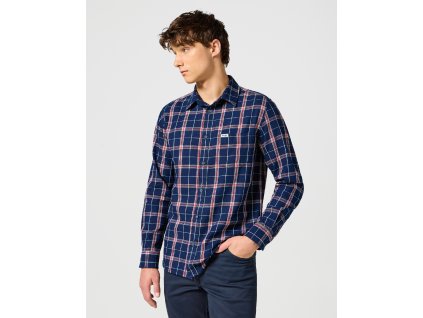 Pánská košile dlouhý rukáv WRANGLER 112357221 1 PKT INDIGO SHIRT Red Indigo