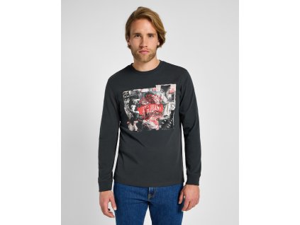 Pánské triko dlouhý rukáv LEE 112355578 LS UTILITY ARTIST TEE Washed Black