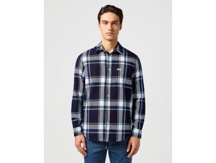 Pánská košile dlouhý rukáv WRANGLER 112362898 1 PKT SHIRT Large Indigo Plaid