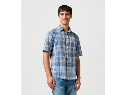 Pánská košile krátký rukáv WRANGLER 112364054 SS SHIRT Blue