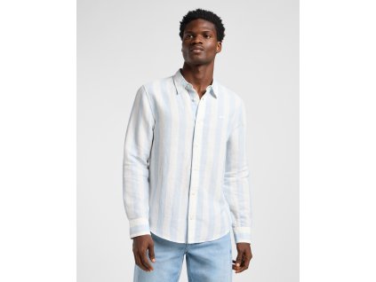 Pánská lněná košile dlouhý rukáv LEE 112363907 PATCH SHIRT Shy Blue