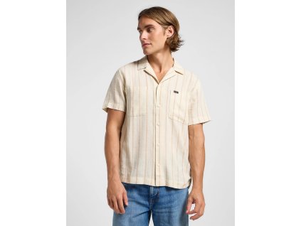 Pánská košile krátký rukáv LEE 112363920 2 PKT CAMP SHIRT Soy Bean