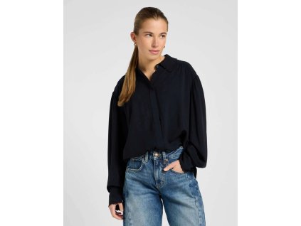 Dámská košile dlouhý rukáv LEE 112371292 STATEMENT COLLAR SHIRT Unionall Black