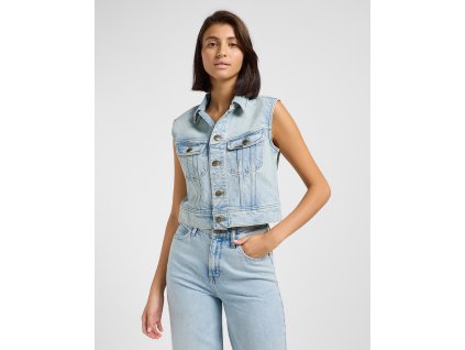 Džínová vesta LEE 112363461 CROPPED RIDER VEST Hint Of Rain