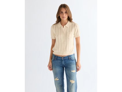 Dámský svetřík s krátkým rukávem WRANGLER 112378094 ONE POCKET POLO Birch