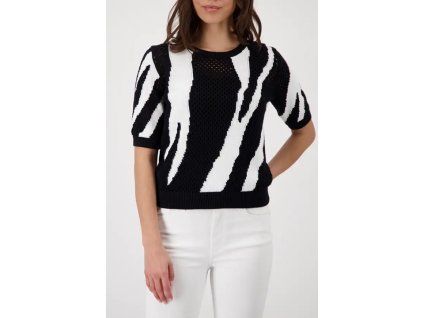 Dámský svetr MONARI 410909 997 Black Ajour Strickpullover mit Tigerintarsiemuster