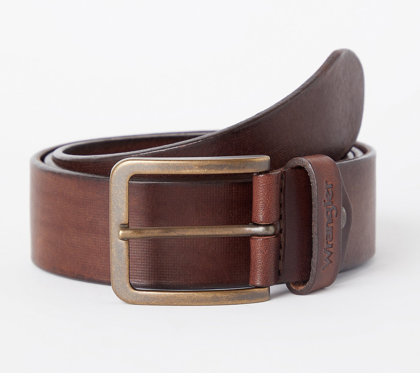 Kožený opasek WRANGLER W0F1U1X85 112125610 STRUCTURED BELT BROWN Velikost: 85 cm