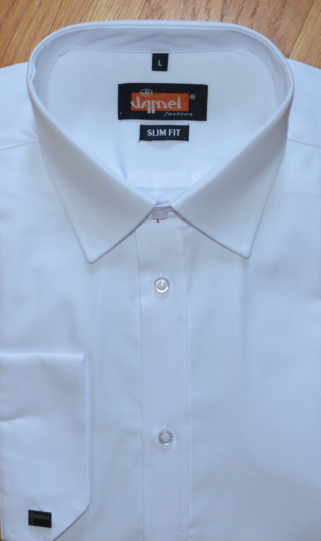 Pánská košile dlouhý rukáv Jamel Fashion 570 001/20 SLIM FIT Bílá manžetový knoflík Velikost: 45-46 XXL