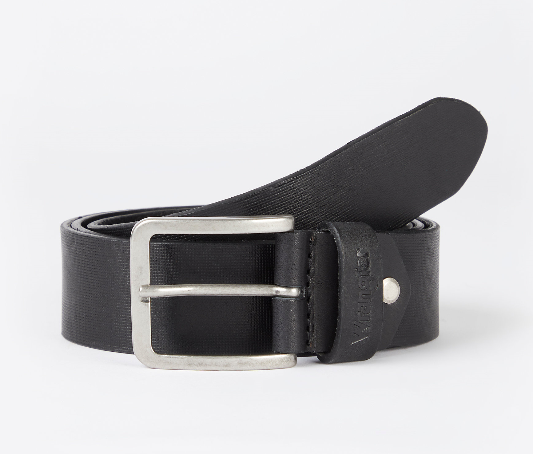 Kožený opasek WRANGLER W0F1U1100 112125609 STRUCTURED BELT Black Velikost: 100 cm